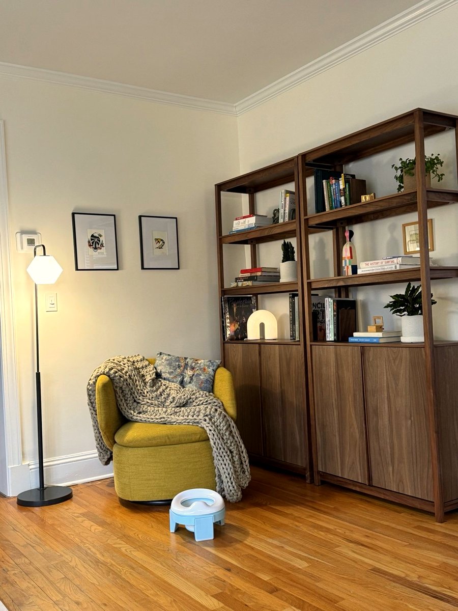 Walnut Bookcases & Swivel Nook